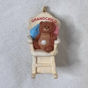 Vintage Hallmark Keepsake Ornament 1990 Christmas Grandchild Teddy Bear in Box